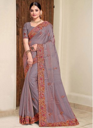 Capricious Firozi Sequins Trendy Saree