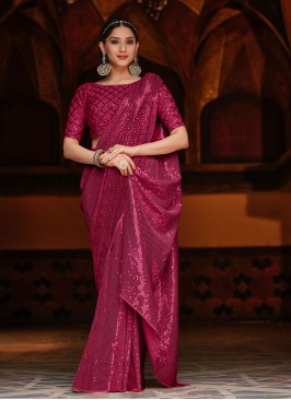 Capricious Georgette Sequins Trendy Saree