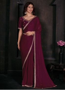 Captivating Georgette Satin Reception Trendy Saree