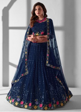 Captivating Navy Blue Sequins Trendy Lehenga Choli