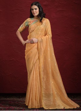 Captivating Orange Festival Traditional Saree