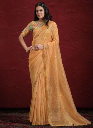 Captivating Orange Festival Traditional Saree