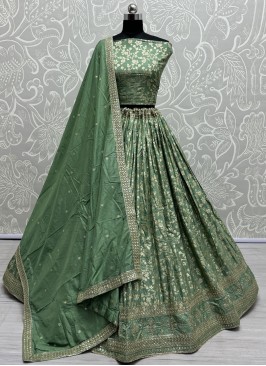 Captivating Sea Green Viscose Lehenga Choli