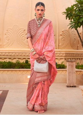 Catchy Silk Pink Traditional Saree