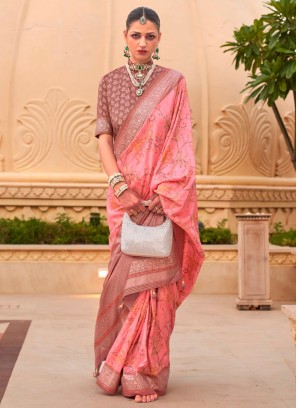 Catchy Silk Pink Traditional Saree