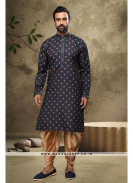 Celestial Charm Kurta Pyjama Set - Handloom Cotton Top with Art Silk Peshawari Bottom, Featuring Glittering Mirrors, Artistic Pintex and Delicate Embroidery Work