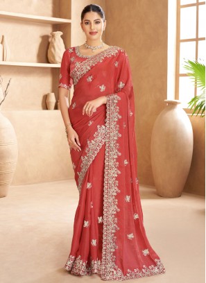 Celestial Cutwork Satin Designer Saree