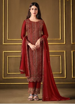 Celestial Georgette Embroidered Pant Style Suit