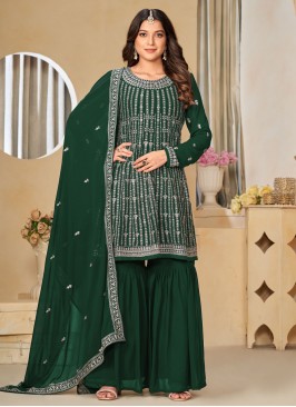 Charismatic Green Faux Georgette Trendy Salwar Suit
