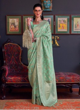 Charismatic Handloom silk Sea Green Classic Saree