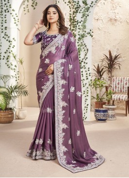 Charming Fancy Fabric Purple Classic Saree