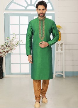 Charming Green Color Festive Wear Art Silk Kurta P