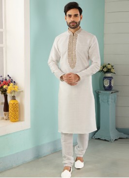 Charming Off White Color Festive Wear Art Silk Kur