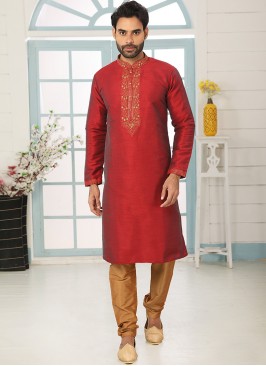 Charming Red Color Festive Wear Art Silk Kurta Paj