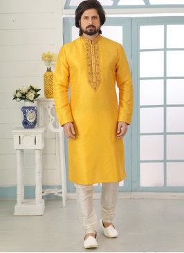 Charming Yellow Color Festive Wear Art Silk Kurta 