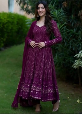 Cherubic Sequins Faux Georgette Designer Salwar Kameez