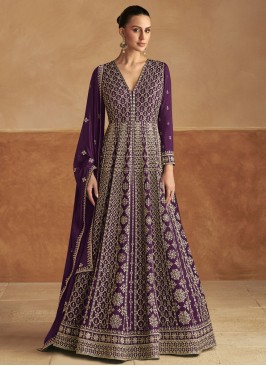 Chinon Embroidered Purple Trendy Gown