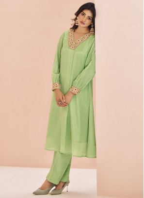 Chinon Green Casual Kurti