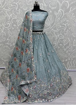 Chinon Lehenga Choli in Blue