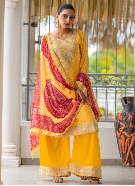 Chinon Mirror Yellow Palazzo Salwar Kameez