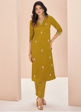 Chinon Mustard Designer Kurti