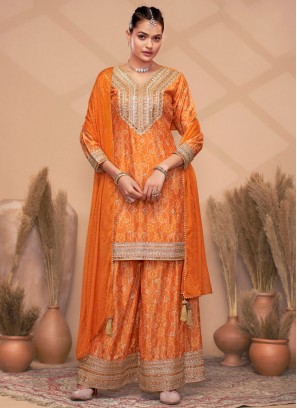 Chinon Readymade Salwar Kameez in Orange