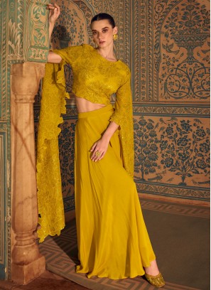 Chinon Stone Trendy Salwar Kameez in Mustard