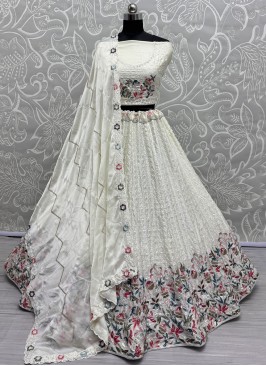 Chinon Thread White Trendy Lehenga Choli