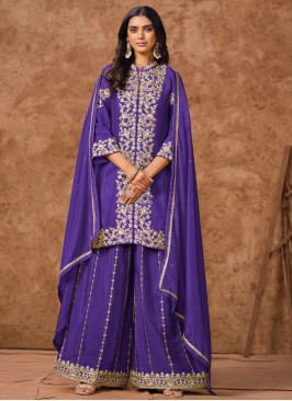 Chinon Violet Sequins Salwar Kameez