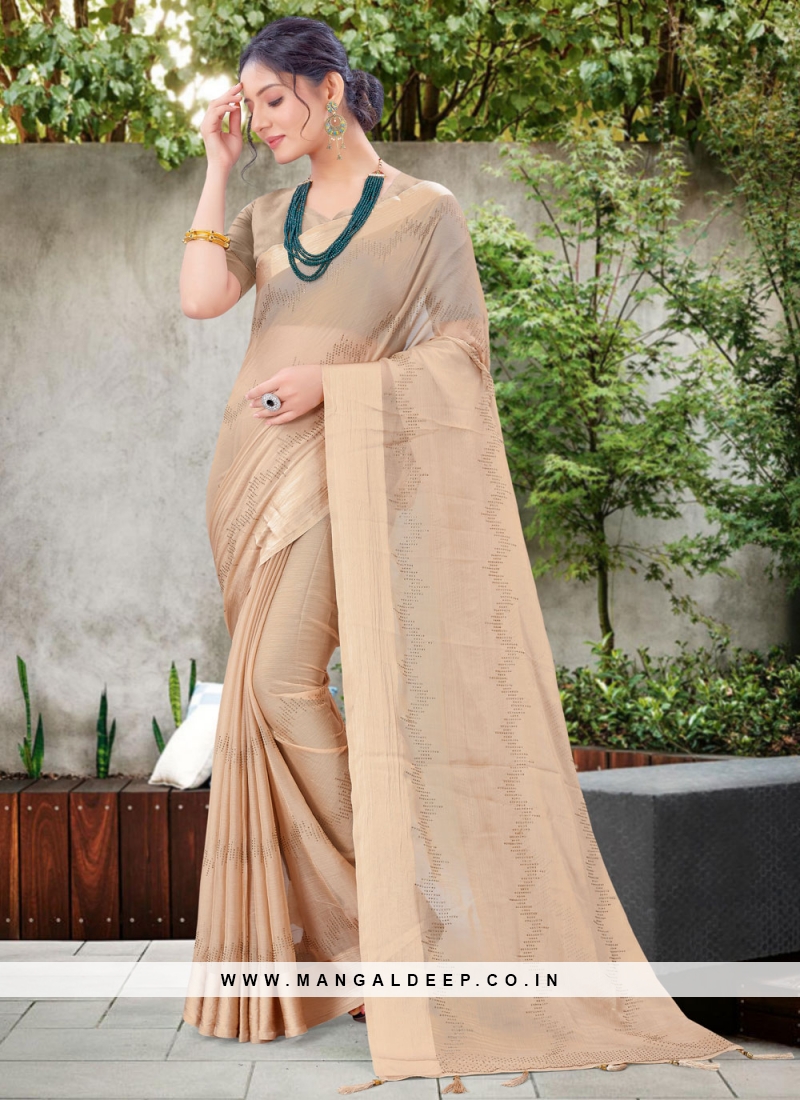 Dark Beige Silk Printed Paithani Saree|SARV163256