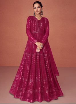 Classical Georgette Rani Embroidered Readymade Salwar Kameez