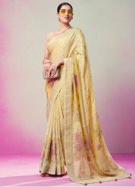 Classical Georgette Yellow Contemporary Saree