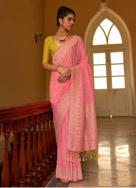 Classical Pink Ceremonial Trendy Saree