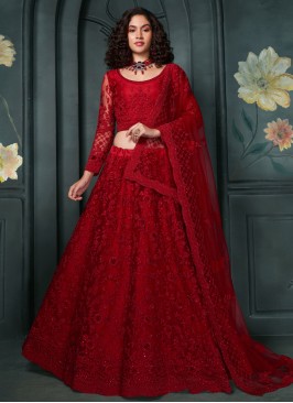 Classy Stone Net Red Designer Lehenga Choli