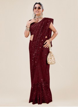 Competent Sequins Trendy Saree