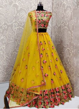 Congenial Mustard Ceremonial Lehenga Choli