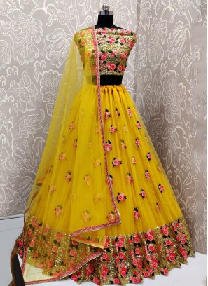 Congenial Mustard Ceremonial Lehenga Choli