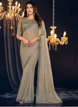 Contemporary Saree Embroidered Shimmer Georgette i