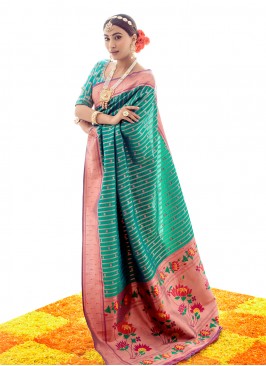 Contemporary Style Saree Zari Silk in Green