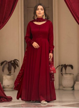 Cotton Designer Salwar Kameez in Maroon