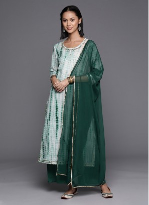 Cotton Sea Green Readymade Suit