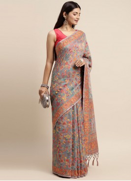 Cotton Silk Grey Woven Trendy Saree