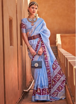 Cotton Silk Trendy Saree in Blue