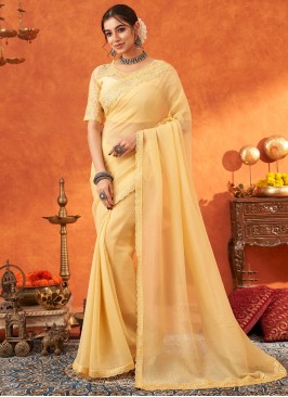 Cream Ceremonial Cotton Silk Contemporary Saree