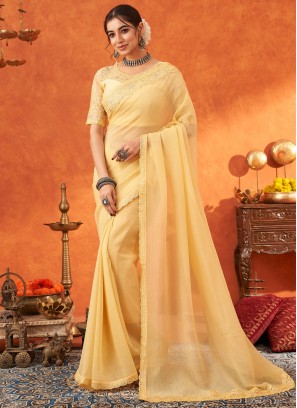 Cream Ceremonial Cotton Silk Contemporary Saree