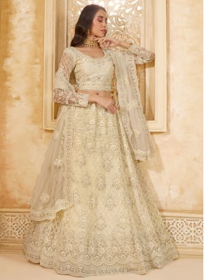 Cream Stone Net Lehenga Choli