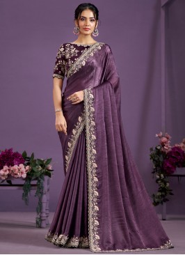 Crepe Silk Trendy Saree in Purple