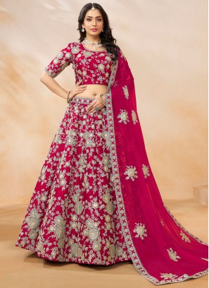 Crimson Ceremonial Art Silk Trendy Lehenga Choli