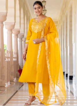 Cute Embroidered Silk Blend Readymade Salwar Kameez