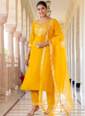 Cute Embroidered Silk Blend Readymade Salwar Kameez